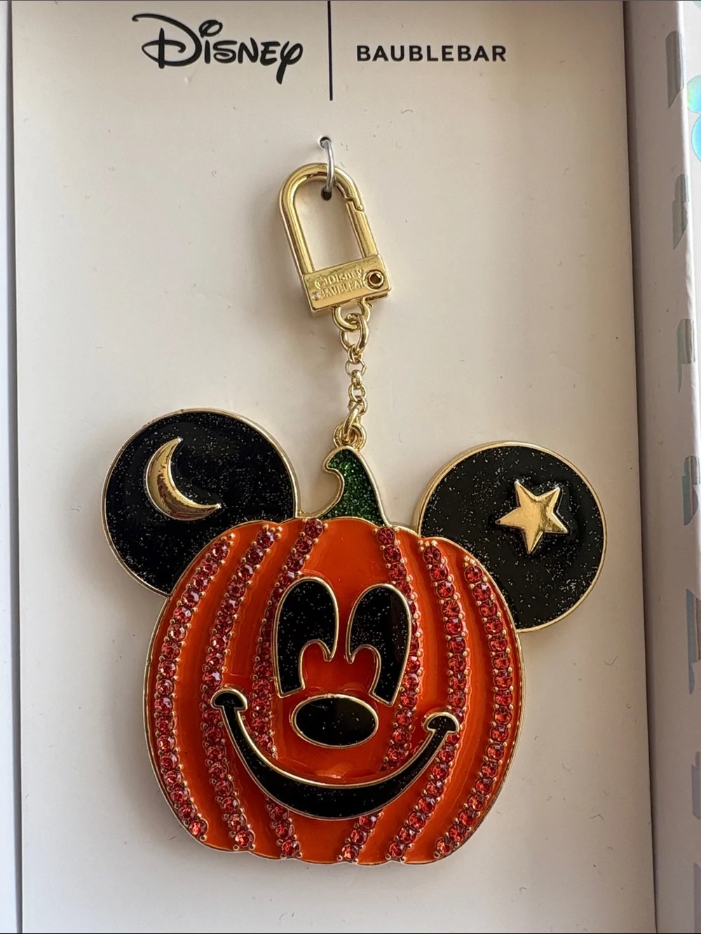 BaubleBar Mickey Mouse Jack O Lantern Halloween Pumpkin Bag Charm Keychain
